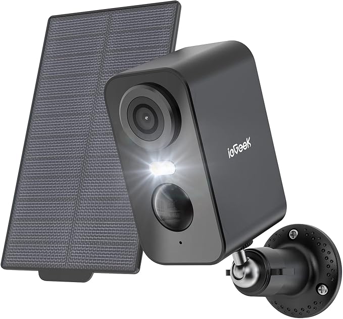 ieGeek Solar Security Cameras Wireless Outdoor with Solar Panel, 2K WiFi Battery Camera for Home Security with Color Night Vision, Motion Detection, 2-Way Talk for Home Surveillance, Works with Alexa