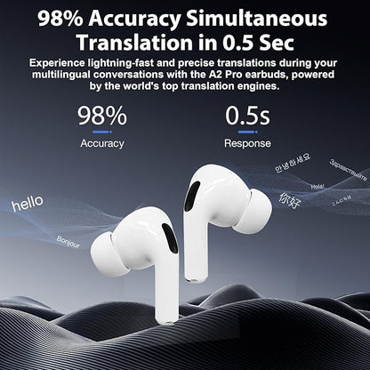AI Language Translator Earbuds,3-in1 English-Spanish Translation Device,Instant Translation,Seamless Global Conversations, AI Bluetooth Earbuds with Charging Dock for Travel, Meetings, and Study