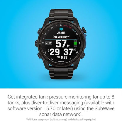 Garmin Descent™ Mk3i, Dive Computer and Multisport GPS Smartwatch, Air Integration, Black Titanium