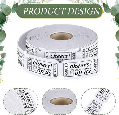 TaoBary 2 Rolls 1000 Pcs Free Drink Ticket Roll Raffle Party Tickets for Events Wedding and Parties(Wedding)