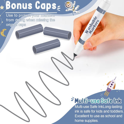 Janlaugh 60 Pcs Gray Washable Markers Bulk Coloring Broad Line Markers for Kids Conical Tip Gray Drawing Pens for Classroom Back to School Travel Art Baby Shower Gender Reveal Supplies, Ages 6+