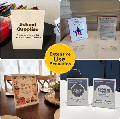 Acrylic Sign Stand Holder - 8.5x11 Inches Plastic Acrylic Literature Holders, 12 Pack Sign Holders Suit for Flyer, Magazine, Pamphlet, Booklet Display