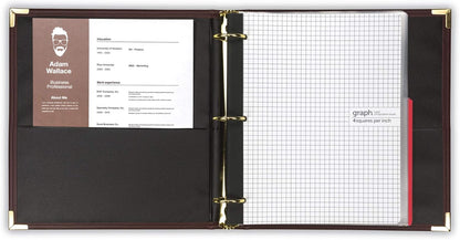 Samsill Classic Collection Leather 3 Ring Binder, Executive Presentation Portfolio, 1.5 Inch (Holds 325 Sheets), Brass Round Ring, Burgundy