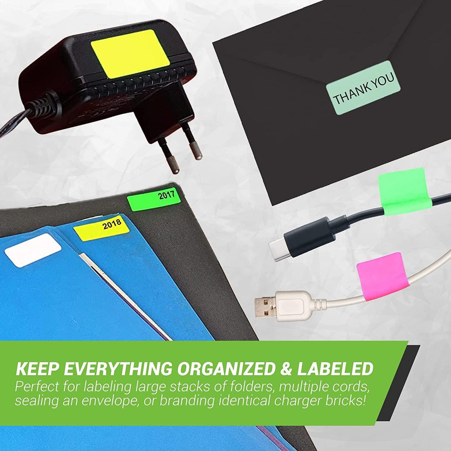 Royal Green Rectangular Color Coding Sticker Roll - Write On Labels for Folders, Organizing & More, 1.57" x 0.75" Stickers to Write On Name Tags for Office Supplies & Organization, 500-Pack (Green).