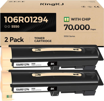 106R01294 Phaser 5550 Black High Capacity Toner Cartridge 2-Pack with chip Replacement for Xerox 106R01294 Toner Cartridges Compatible with Xerox Phaser 5550 Series Laser Printer Ink All-in-One Copier