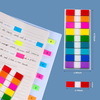 Ericter 1440 Pcs Sticky Tabs Book Tabs Page Markers Tabs, Sticky Note Tabs Colored Writable and Repositionable Index Tabs, Tabs for Annotating Books, Page Tabs