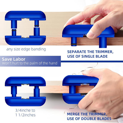 GSCIT Club Edge Banding Trimmer, with Tungsten Carbide Blades, Hand Planer Edge Bander for Burrs,Edge Corner Planer,Wood Chamfering Fillet Scraper,Edge Banding Cutter for PVC ABS Melamine (Blue)