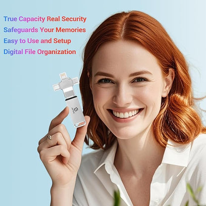 Multiport-Photo-Stick-Backup-Flash-Drive 512GB Fully Automatic Backup for iPhone iPad Android PC Mac - Smart Detection & Organization - Secure Photo Backup & Transfer Device Memory-Stick-Thumb-Drive