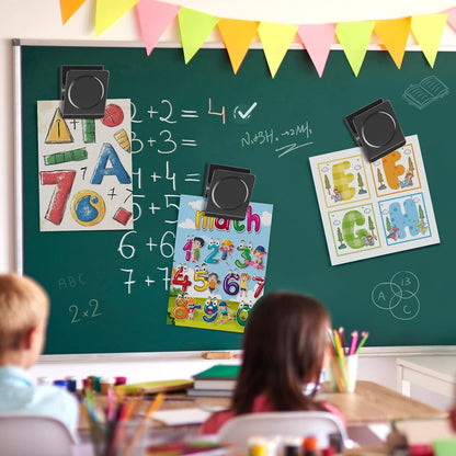 FINDMAG Extra Large Heavy Duty Magnetic Clips - 2.2 Inch, Lock Accessories, School Supplies, Strong for Classroom, Refrigerator, Whiteboard, Office (Black, 4 Pack)