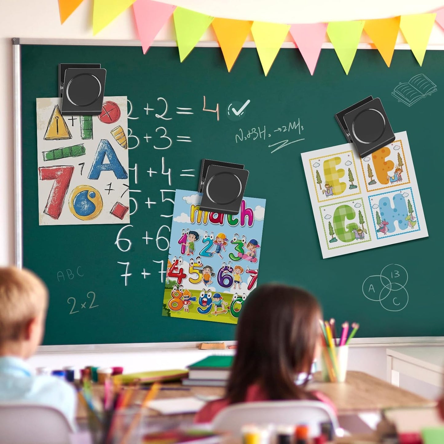 FINDMAG 2.2inch Extra Large Magnetic Clips, Magnet Clip Heavy Duty, Strong Magnet with Clips for Fridge, Whiteboard, Classroom, Kitchen, Home (Black, Pack of 8)