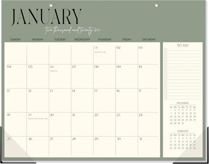 Guasslee Desk Calendar 2026-2027, 18-Month School Year Desk/Wall Calendar, 2026 Jan-2027 Jun. 2026, 14" X 11" Monthly Planner With Thick Paper For Office Home School Organizing