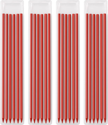 Gegong 24 Pieces 2.8 mm Diameter Solid Carpenter Pencil Set Pencil Refills for Carpenter Carpenter Marker Woodworking Mechanical Pencil (Red Refill)