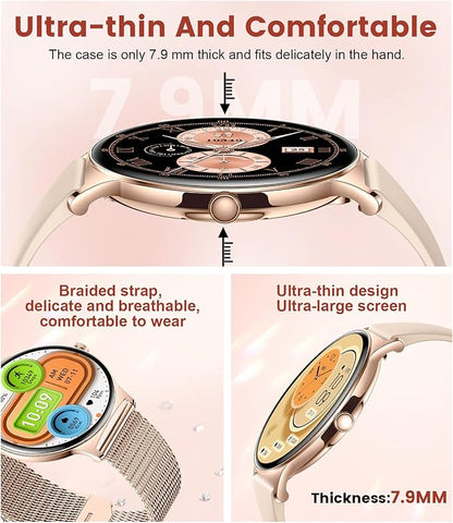 LIGE Smart Watch for Women(Dial/Answer Calls), 1.43" AMOLED HD Display, 100+ Sports Modes Fitness Tracker Watch, 5ATM Waterproof/IP68/Sleep Smartwatch Womens, Ladies Smart Watches for iOS Android
