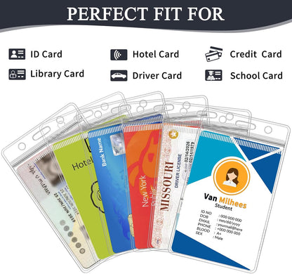 200 Pack ID Badge Holder - Vertical Badge Holder, 2.25" x 3.5" Clear Cards Holders for Lanyard, Plastic Sealable Waterproof, Name Tag Holder for Nurses, Office and School