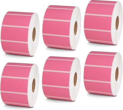 BETCKEY - 2" x 1" UPC Barcode & Address Labels Compatible with Zebra & Rollo Label Printer,Premium Adhesive & Perforated[Pink, 6 Rolls, 7800 Labels]