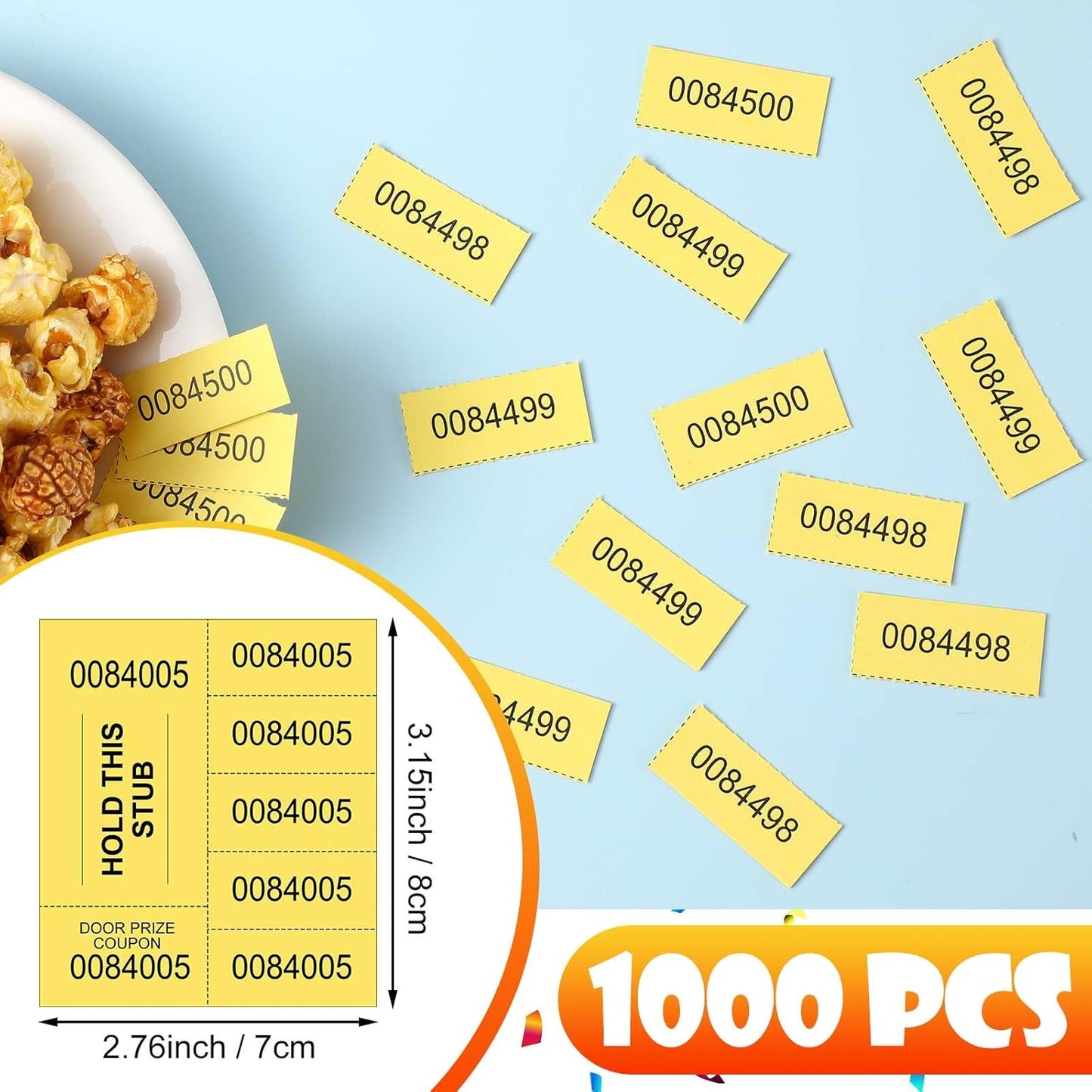 Kosiz 1000 Sheets 5 Bid Raffle Ticket Numbers Auction Tickets for Events & Church (Dark Yellow)
