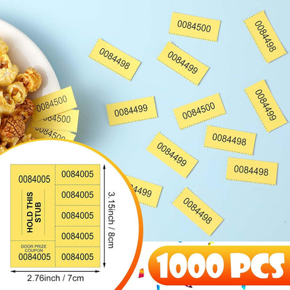 Kosiz 1000 Sheets 5 Bid Raffle Ticket Numbers Auction Tickets for Events & Church (Dark Yellow)