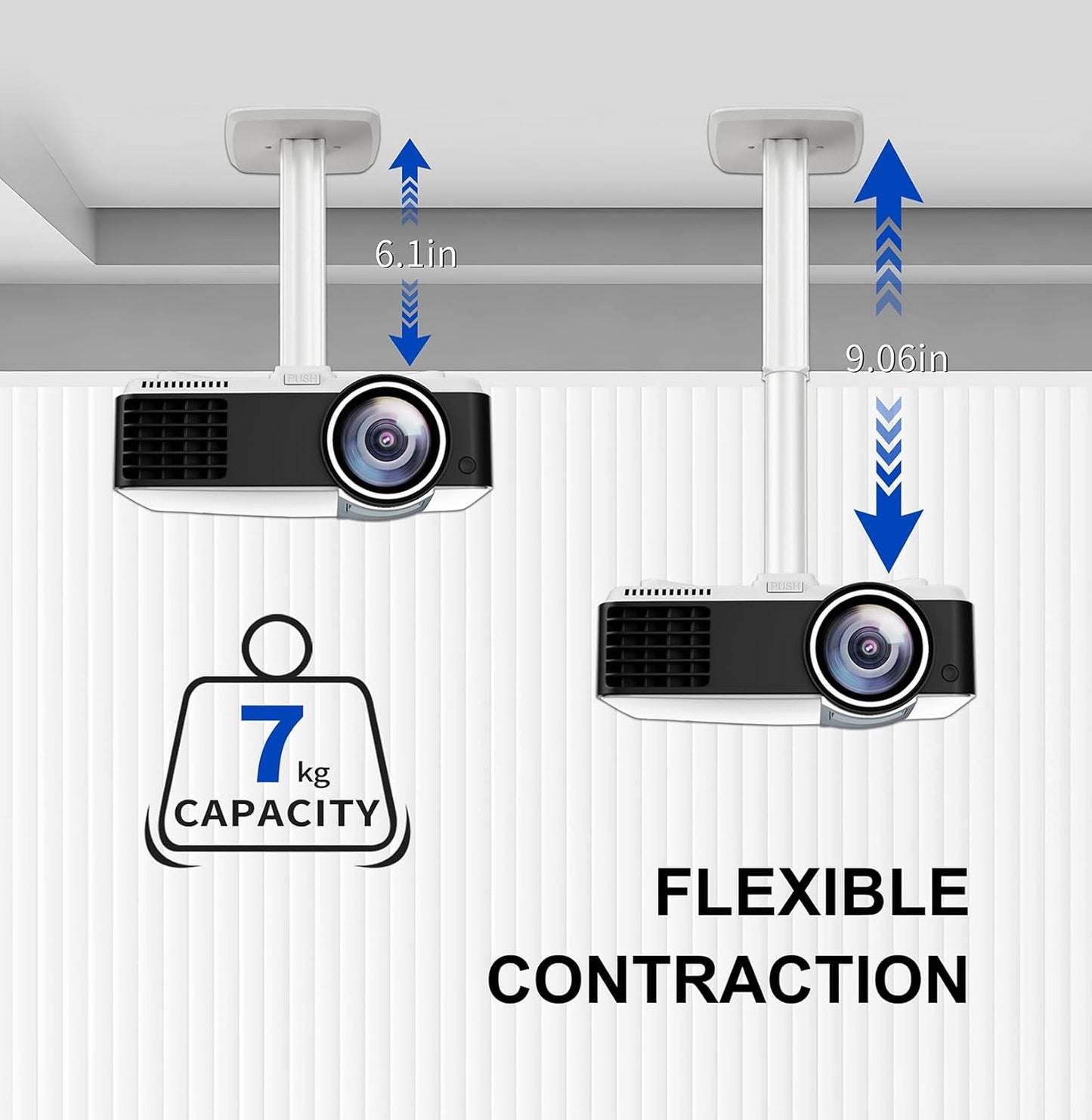 Jomard Universal Projector Ceiling Mount, Adjustable Height Extendable Arms, Wall Or Ceiling Projector Mount for Home and Office