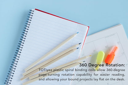 TOTiyea 100 Pack Plastic Spiral Binding Coils, 12mm(1/2") Binding Spirals, 90 Sheet Capacity, 4:1 Pitch, Black