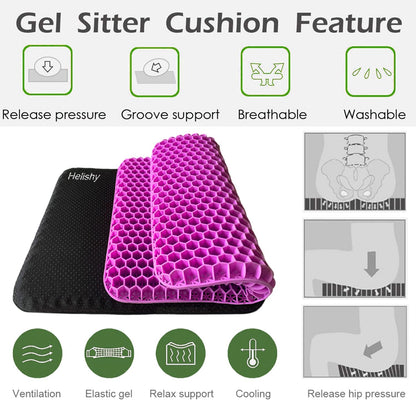 Gel Seat Cushion, Egg Seat Cushion for Tailbone, Back, Sciatica Pain Relief - Gel Enhanced Chair Pads with Non-Slip Cover for Office Home Chair Car Seat Wheelchair (Standard, Violet)