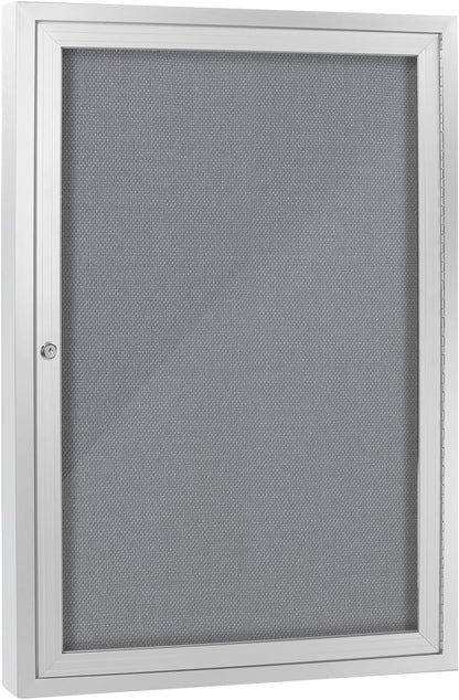 Enclosed Bulletin Board with Locking Door, Outdoor Bulletin Board Weatherproof, Lockable Display Case for Home, Office, and Community Use(23.6“L x 35.4" W Gray)
