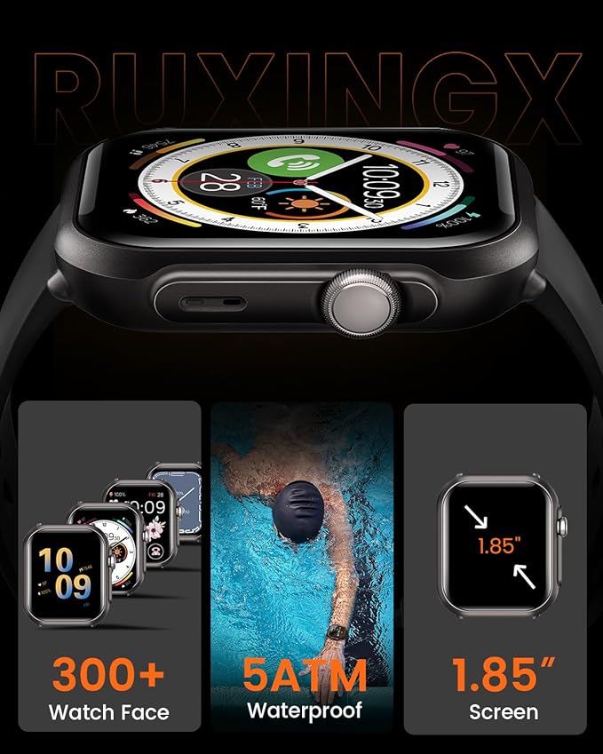 RUXINGX Smart Watch for Women Men: Smartwatch with SpO2 Sleep Track & Heart Rate Monitor, Bluetooth Calling for iPhone Android, 30-Day Long Battery, 120+ Fitness Modes, IP68 Waterproof, Reloj