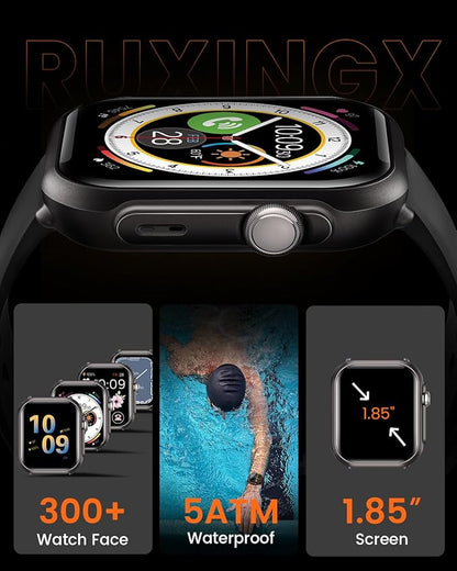 RUXINGX Smart Watch for Women Men: Smartwatch with SpO2 Sleep Track & Heart Rate Monitor, Bluetooth Calling for iPhone Android, 30-Day Long Battery, 120+ Fitness Modes, IP68 Waterproof, Reloj