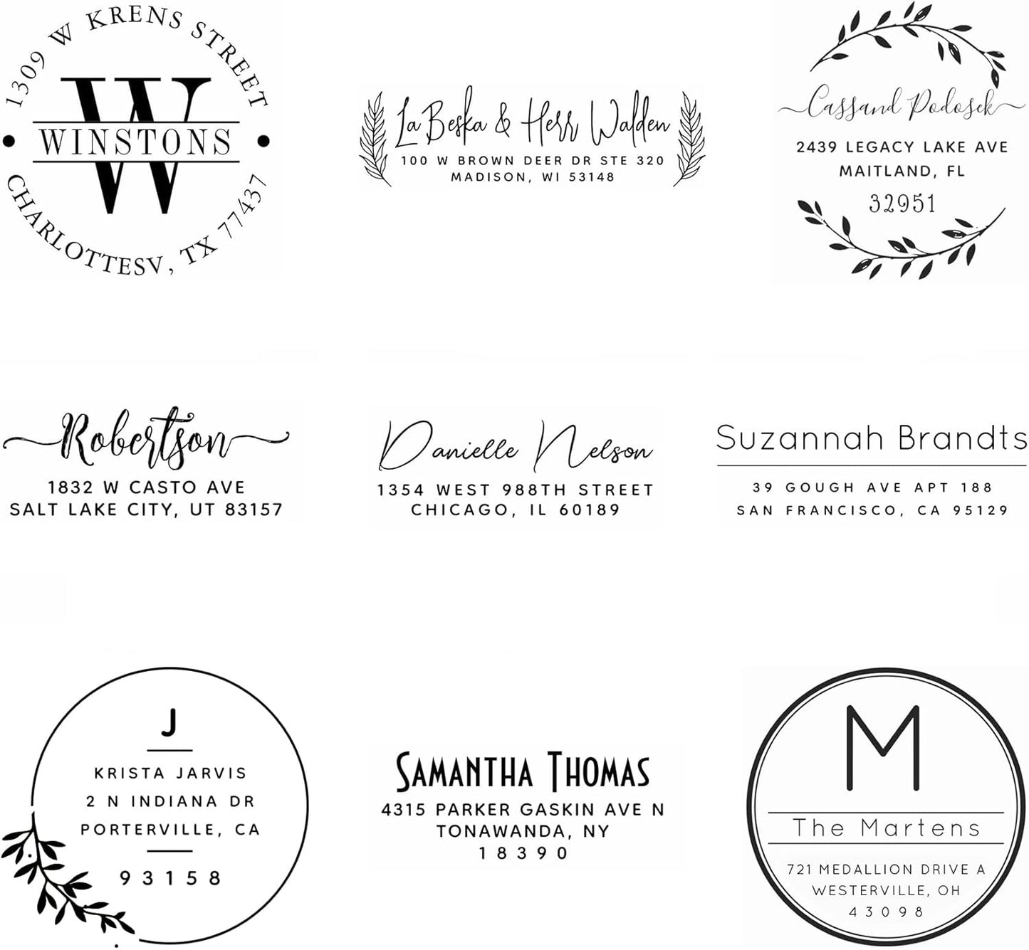 Generic Custom Address Stamp, Self Inking Stamp OR Embosser, Choose from 18 Simple but Classic, Elegant, Stylish Designs & 15 Ink Color Choices, Black