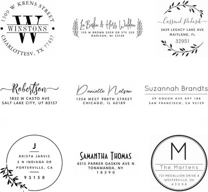 Generic Custom Address Stamp, Self Inking Stamp OR Embosser, Choose from 18 Simple but Classic, Elegant, Stylish Designs & 15 Ink Color Choices, Black
