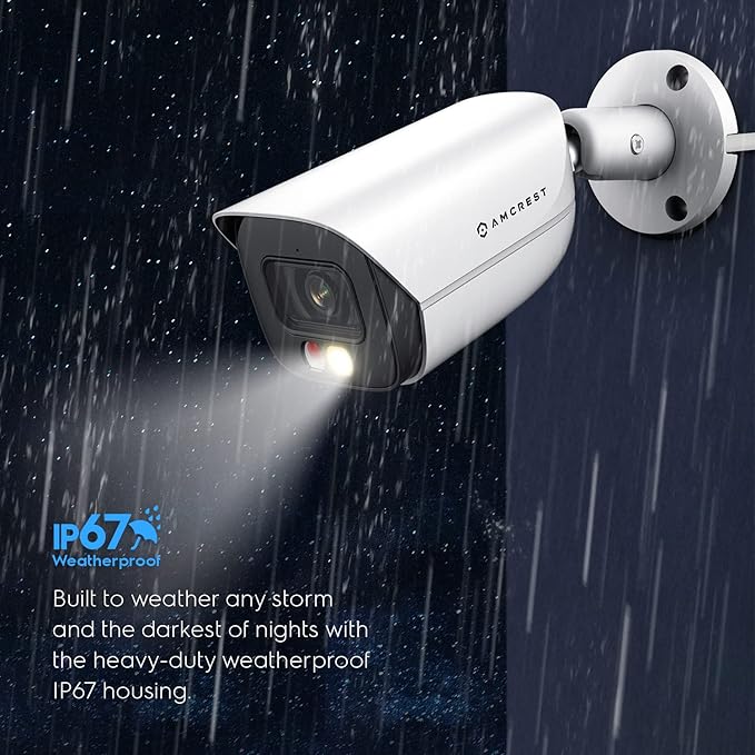 Amcrest 2-Pack 5MP IP PoE AI Camera w/ 49ft Color Night Vision, Security Outdoor Bullet Camera, Built-in Microphone, Human & Vehicle Detection, 129° FOV, 5MP@20fps 2PACK-IP5M-B1276EW-AI (White)