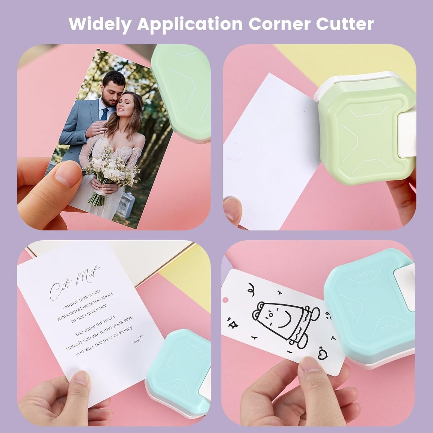 LOVEINUSA 3PCS 3-in-1 Punch Set (Rounder + Beauty Shape + Chamfer Edges), 3 Way Cutter for Scrapbooking, Photocards & DIY Paper Crafts, Works Great with Laminate, Precision Professional Cutting