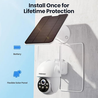 2K Cameras for Home Security-Solar Security Cameras Wireless Outdoor with 360° View Pan/Tilt WiFi Security Camera Outside with Color Night Vision, PIR Sensor, Easy to Install, 2-Way Audio