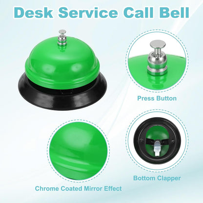 uxcell Desk Service Call Bell, 3.35 Inch Metal Dinner Service Bell Ring for Hotel Restaurant Reception Area and Wedding Party Events, Green