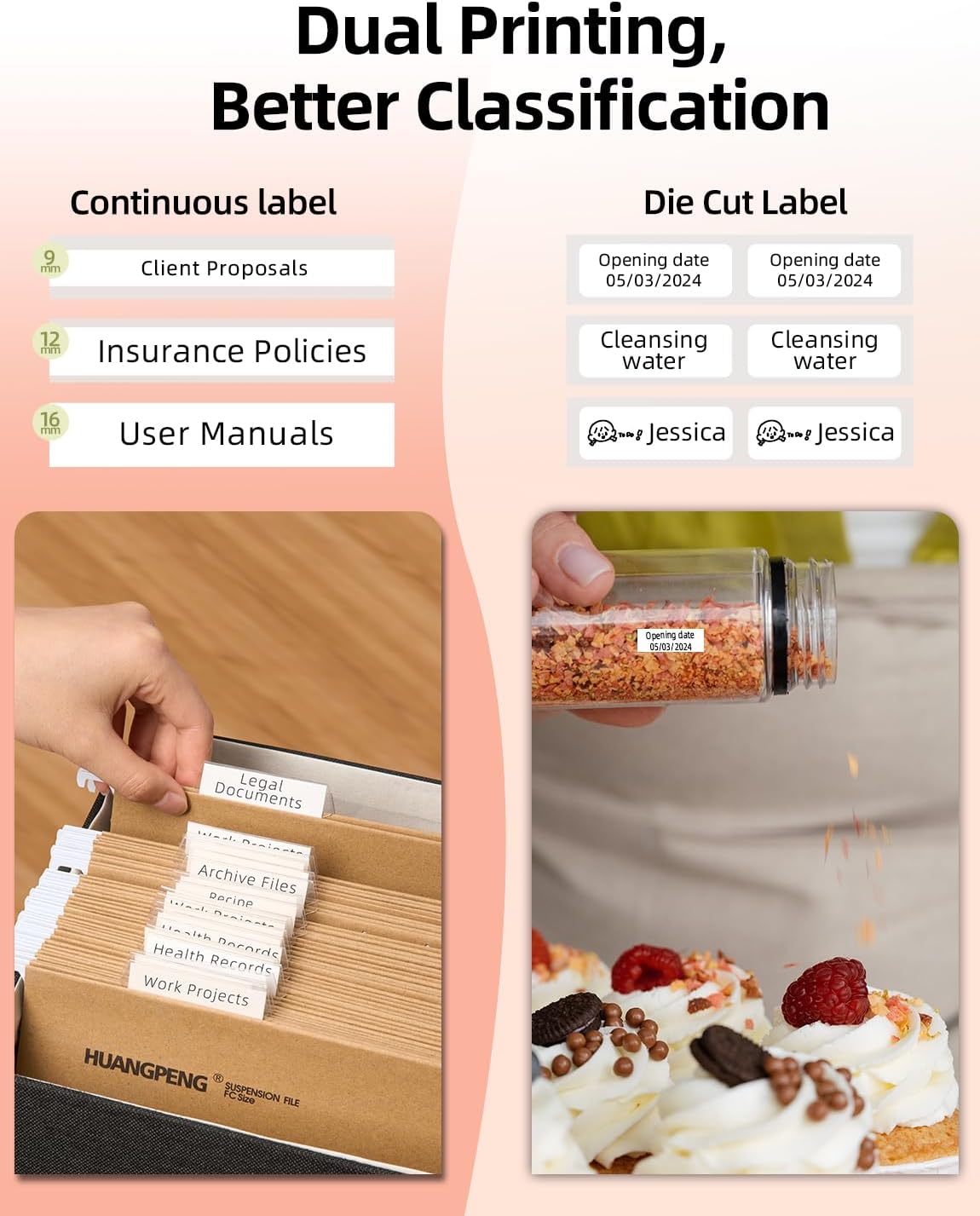 Makeid L1 Label Maker Machine with Tape - Portable & Rechargeable Label Makers Compatible with 9 12 16mm Waterproof Tape - Mini Bluetooth Labeler for Organizing Office Home School