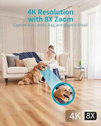 VIMTAG 4K UHD Cameras for Home Security - Indoor Pet Camera, 360° Pan/Tilt Dog Camera with Phone App for Nanny/Baby/Room, Night Vision, Free AI Detection & Motion Tracking, 5G/2.4GHz WiFi, 2-Way Audio