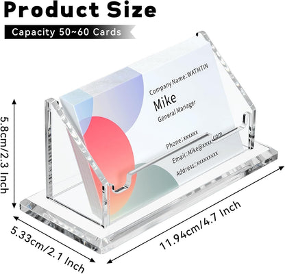 1 Pcs Acrylic Business Card Holder, Horizontal Acrylic Card Holder, Clear Business Name Cards Display Stand for Women and Men Desk Accessories, 1 Slot