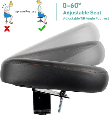 Footrest Stool Under Desk Adjustable Height and Tilt Angle Footrest Ottoman Ergonomic Foot Stool with Wheels 360° Rolling for Home Office (New Black)