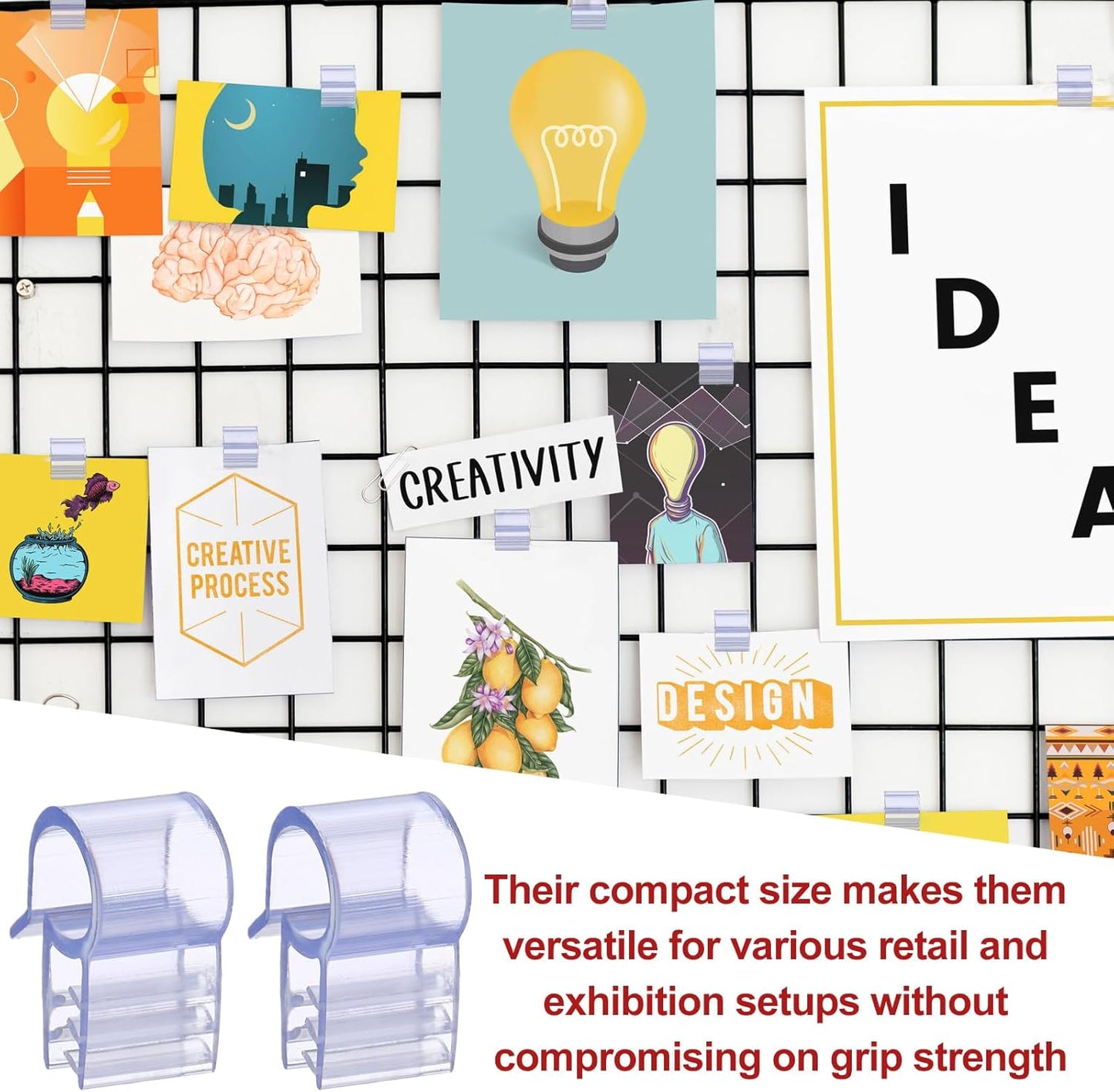 Kathfly 100 Pcs Gridwall Sign Holder Clip 1/2 Inch Wire Shelf Label Holder Clip on Price Tag Card Display Gridwall Accessories for Wire Rack Slatgrid Shelves & Baskets