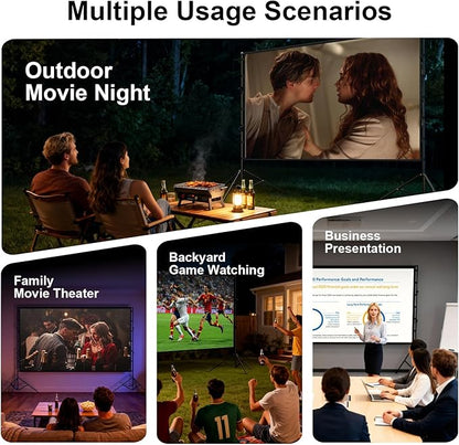 Projector Screen with Stand - 150 Inch Projector Screen Outdoor Indoor Projector Screens 16:9 4K HD Outdoor Movie Screen with Carry Bag,Enioy Home Theater Projection Screen