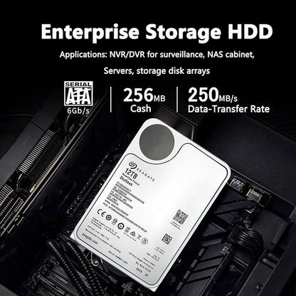Seagate Skyhawk 12TB Video Internal Hard Drive HDD-3.5 Inch SATA 6Gb/s 7200PRM 256MB Cache for DVR NVR Security Camera System with Rescue Services (ST12000VX0017/0007) (Renewed)
