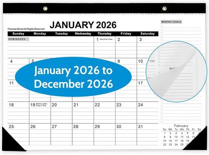 2026 Desk Calendar - Desk Calendar 2026 from Jan. 2026 to Dec 2026, Large 17" x 12" Desktop Monthly Calendar with Clear Waterproof Cover for Home School Office Desk Top Organizing