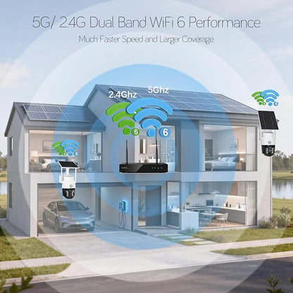 xmartO 4MP QHD Wireless PTZ Solar Security Camera Outdoor/Indoor for Homes, WiFi 6 5G Dual Band, Wire-Free Easy Installation, No Monthly Fee (Wall/Ceiling/Corner/Tree/Pole Mount, SDK4034 2-Pack)