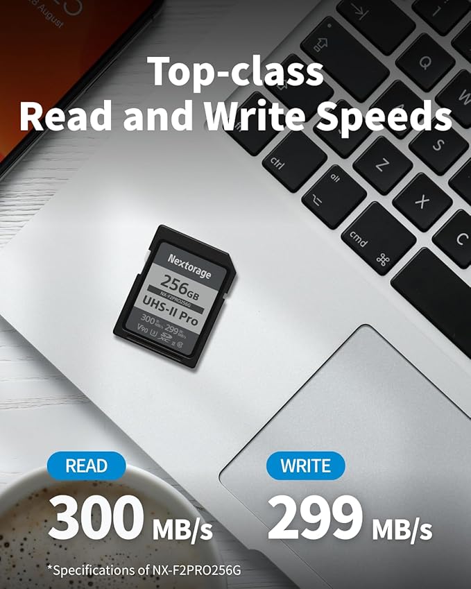 Nextorage 64GB SDXC UHS-II V90 Japanese Brand pSLC Max. Write Speed 299MB/s Max. Read Speed 300MB/s 4K Recording NX-F2PRO64G SD Card Memory for Camera