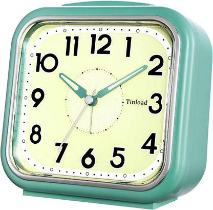 5.5" Large Analog Alarm Clock Silent Non Ticking, Glow in Dark dial, Gentle Wake, Beep Sounds, Increasing Volume, Battery Operated Snooze and Manual Light, Easy Set (Best for Elder)