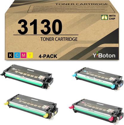 High Yield 3130 Toner Cartridge Replacement for dell 330-1198 330-1199 330-1200 330-1204 Toner Cartridge for 3130 3130CN 3130CND Printer (4 Pack, Black/Cyan/Magenta/Yellow)