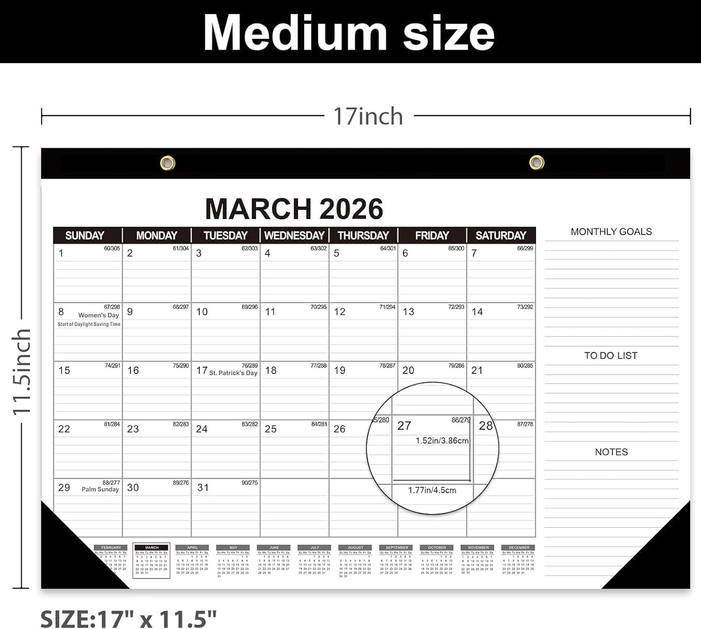GuassLee Desk Calendar 2025, 2 Packs, 19 Months Calendar 17" × 11.5" Desk Calendar from June. 2025 to December. 2026 with Julian Date, To-do List, Notes, Monthly Goals, for Home School Office