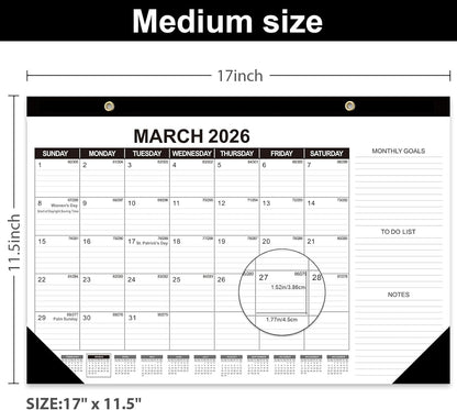 GuassLee Desk Calendar 2025, 2 Packs, 19 Months Calendar 17" × 11.5" Desk Calendar from June. 2025 to December. 2026 with Julian Date, To-do List, Notes, Monthly Goals, for Home School Office