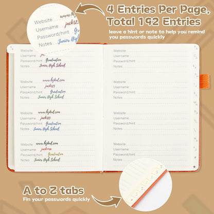 DAOFARY Password Book with Alphabetical Tabs - Small Password Keeper Book (5.6 * 4.3 in) with Inner Pocket, Hardcover Password Keeper Notebook for Log Internet Website Information (Blue Haze)