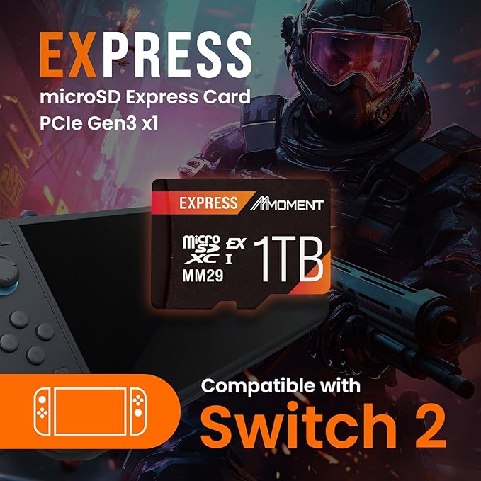 MMOMENT 1TB Micro SD Express Card for Nintendo Switch 2, Micro SD Card, EX600, PCIe gen3x1, Up to 880MB/s Read and 650MB/s Write Speed, Gaming Memory Card (MM29)