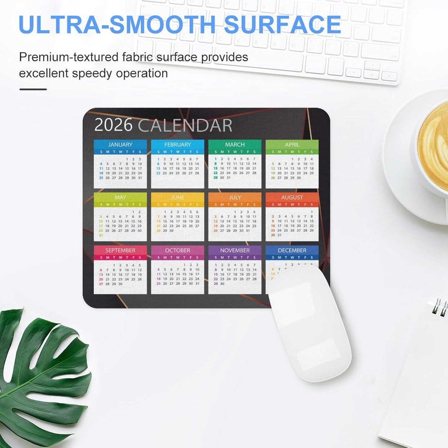 Mouse Pad 2026 Calendar,Computer Mouse Pads Calendars Non-Slip Rubber Desk Mat Mousepad Gaming Office Keyboard Mat (9.45x7.87 in) (Multi2)